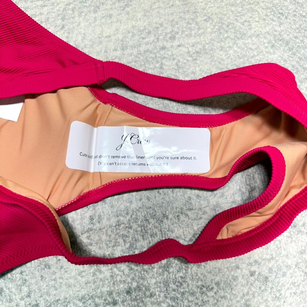 J.Crew Ribbed Bikini Bottoms Bright Pink Ladies Size M NEW BH485 WHI‎ - Picture 6 of 9